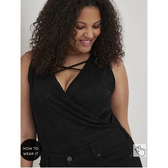 NWT TORRID Surplice Strappy Bodysuit Lace Black Size 5X - Picture 3 of 8